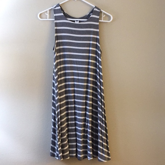 Old Navy Dresses & Skirts - Old Navy Gray and White Striped Tank Dress Size S